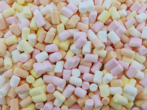 Mini-Marshmallows, 4-frbg. - Karton mit 4 Kilogramm